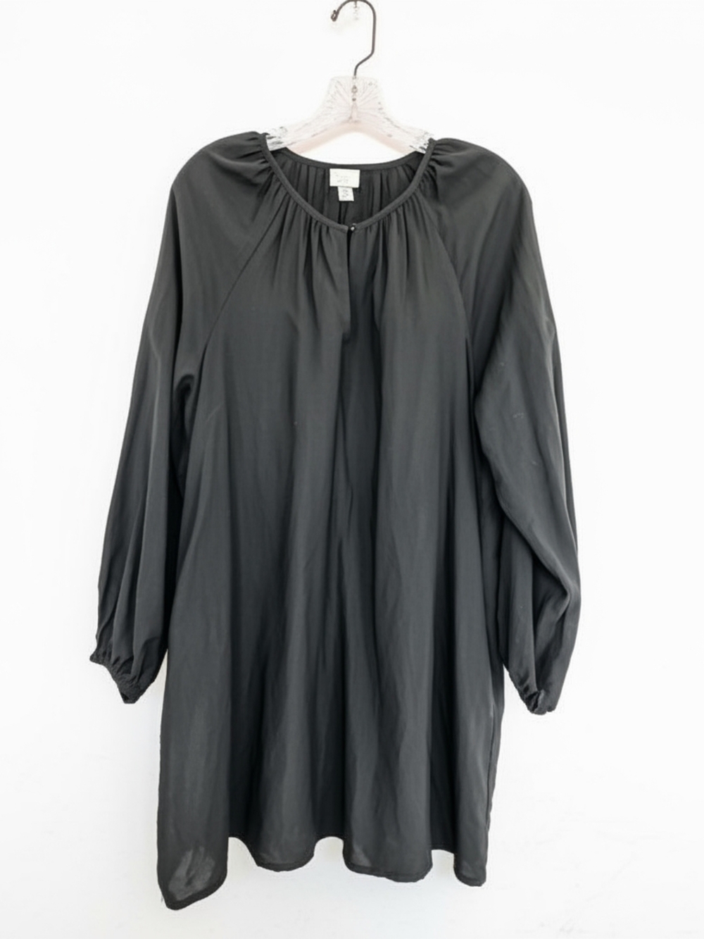 A New Day Black Long-Sleeve Peasant Dress Size M